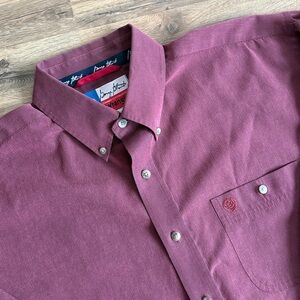 GEORGE STRAIT Wrangler Men's Maroon Casual Button Down Shirt, size XL